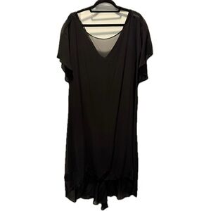 Whimsigoth Black Dress w/ Mesh Overlay & Stunning Drape. L to XL. Worn once.